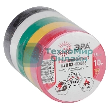 Изолента ПВХ ЭРА 15 ммх10м 5 цветов (уп.5 шт)