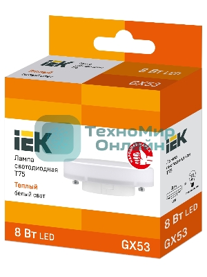 Лампа cветодиодная IEK LLE-T80-8-230-30-GX53 ECO T75 таблетка 8Вт 230В 3000К GX53