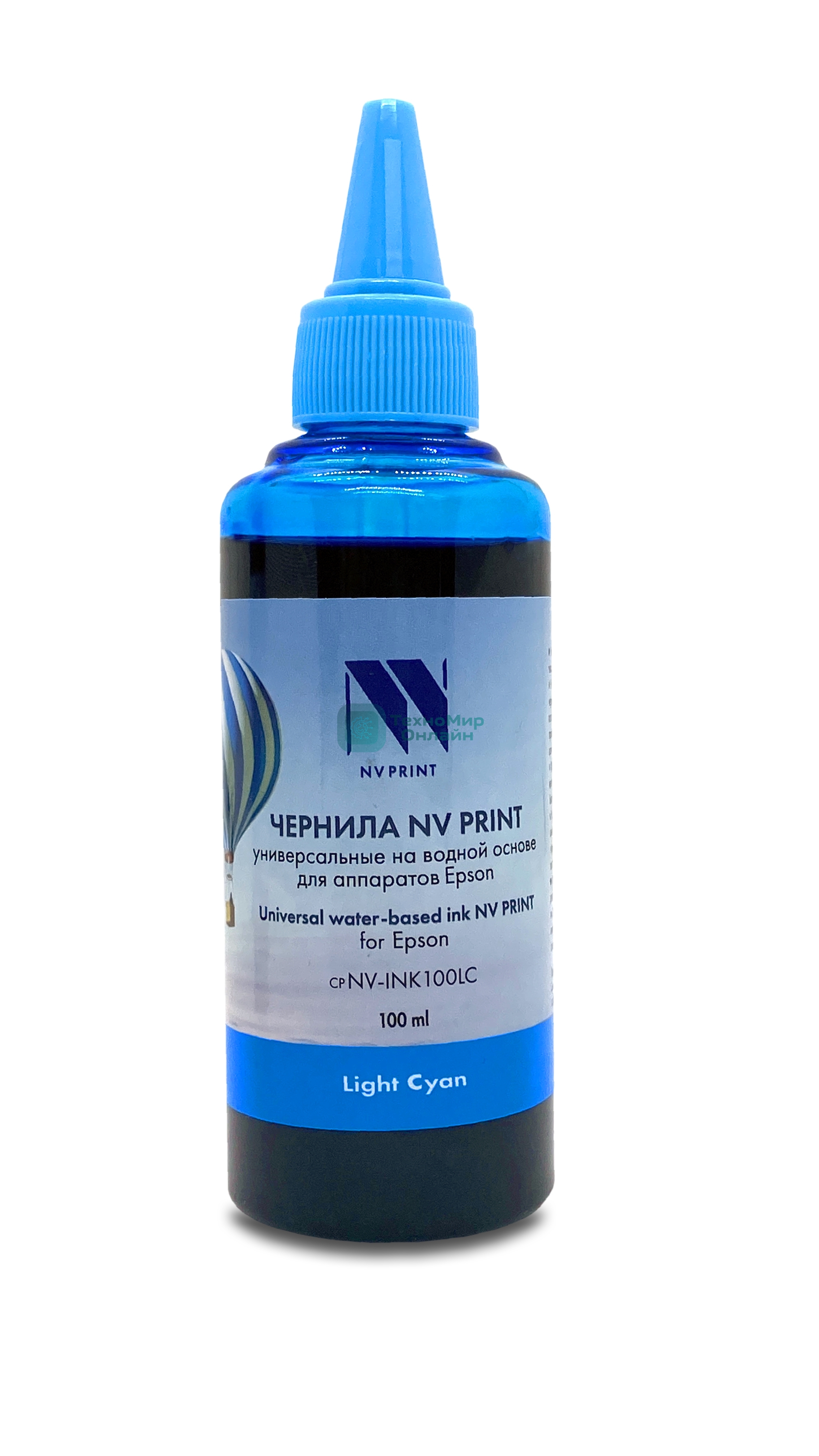 Чернила NVPrint универсальные на водной основе NV-INK100LC для аппаратов Epson (100ml) Light Cyan совместимые