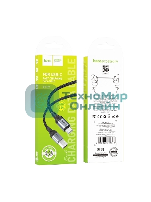 Кабель USB2.0 Hoco AM/Type-C, 3А, X102, 1м, черный, коробка