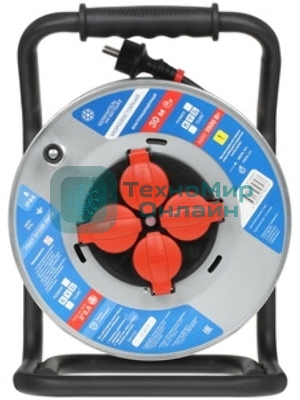Удлинитель на мет. катушке “Power Cube” IP44 16А 30 м резина 3x1,5 мм2 4 роз. с/з
