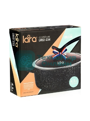 Сотейник Lara LR02-234 серия Orlean 28 см, 4.5 л, мрамор, Bronze, капсульное индукционное дно, крышка