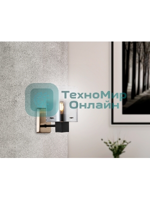 Настенный светильник Ambrella light LH57045 BK/DBS/SM черный/темная латунь/дымчатый E14 max 40W 195*110*185
