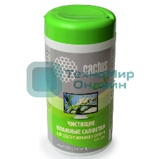 Салфетки Cactus CS-T1001E для экранов и оптики туба 100шт влажные