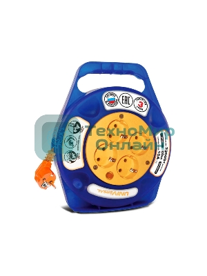 Удлинитель 4х10 м с заземл. 10А IP20 У10-015 термо ПВС 3х0.75 в закрытом корпусе защ. шторки UNIVersal 1671