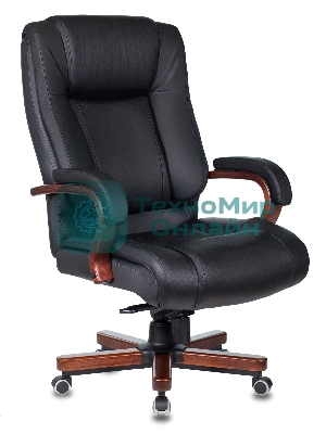 Кресло Бюрократ T-9925WALNUT/BLACK черный, кожа