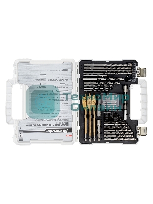 Набор сверл Matrix комб., мет. 1-6,5 мм, бет. 4-8 мм, дер. 4-10 мм, перк, бит. 20 шт, адап, гол. 2 шт, зенк, 50 пр.