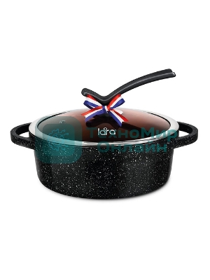 Сотейник Lara LR02-234 серия Orlean 28 см, 4.5 л, мрамор, Bronze, капсульное индукционное дно, крышка