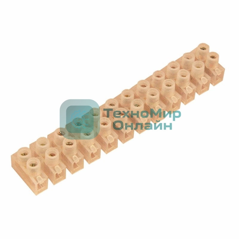 Клеммная колодка винтовая Rexant KВ-6 (2,5-6 мм²), ток 6 A, пoлиэтилен белый (ЗВИ)