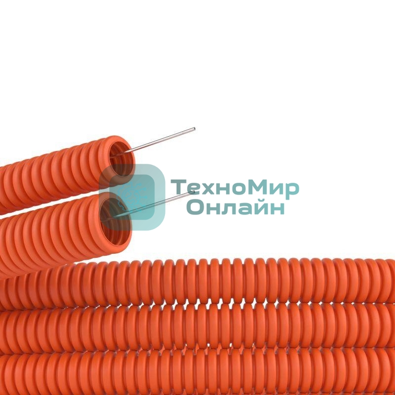 Труба гофрированная ПНД d20мм с протяж. оранж. (уп.100м) ДКС 71920