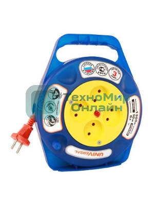 Удлинитель 4х20 м без заземл. 6А IP20 У6-015 термо ПВС 2х0.75 в закрытом корпусе защ. шторки UNIVersal 9633902