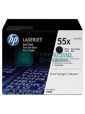 Картридж лазерный набор из 2 шт HP LaserJet CE255XD черный для LJ P3015(2 х 12500 стр)