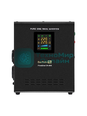Комплект Источник бесперебойного питания EX295996RUS + батарея 100Aч EX285656RUS 1шт (инвертор, синус, для котла, настенный) ExeGate FineSine SX-800.LCD.AVR.2SH 800VA/500W, чистая синусоида, цветной LCD-дисплей, AVR, 2*Schuko, линейно-интерактивный, крепление настенное/универсальное, Black + батарея ExeGate HRL 12-100 (12В, 100Ач) 1шт