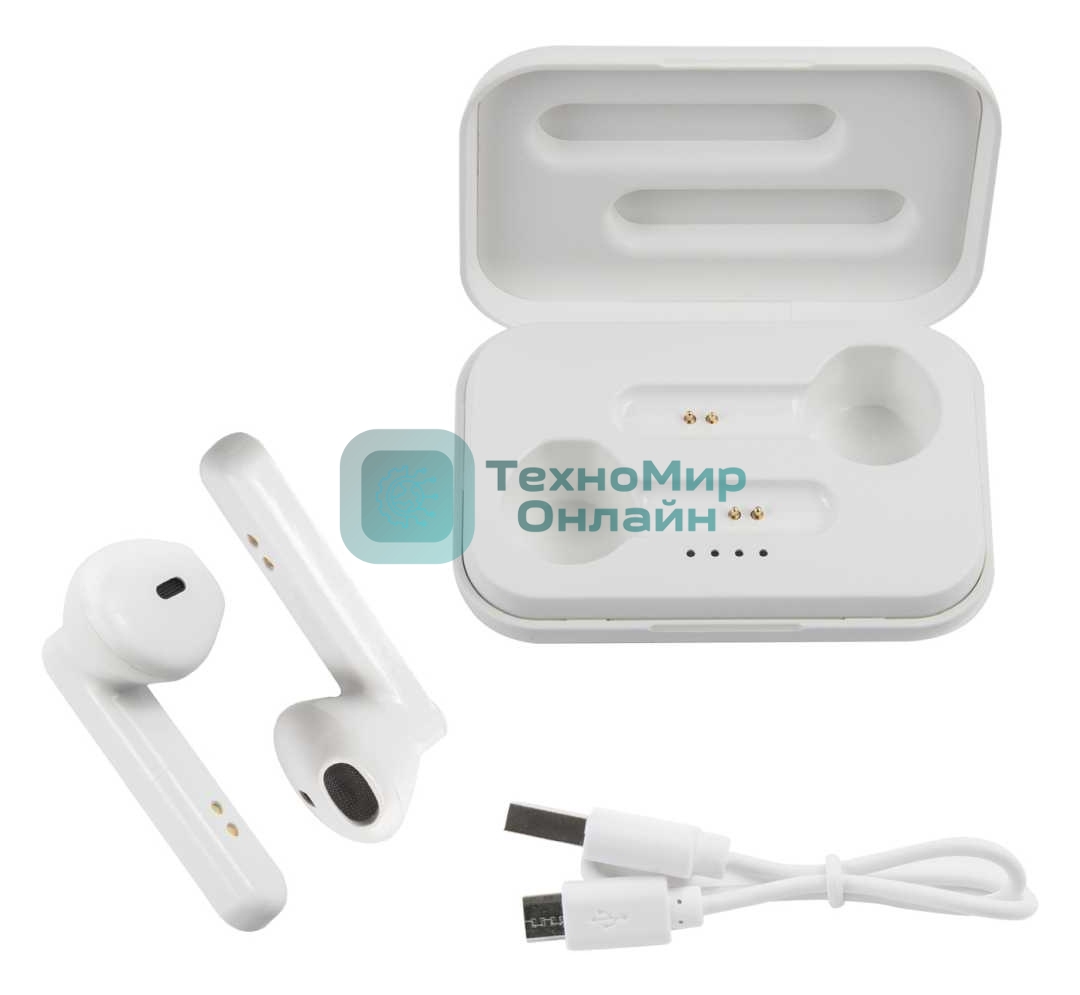 Наушники TWS Redline BHS-22 белый, вкладыши, Bluetooth, до 3 ч