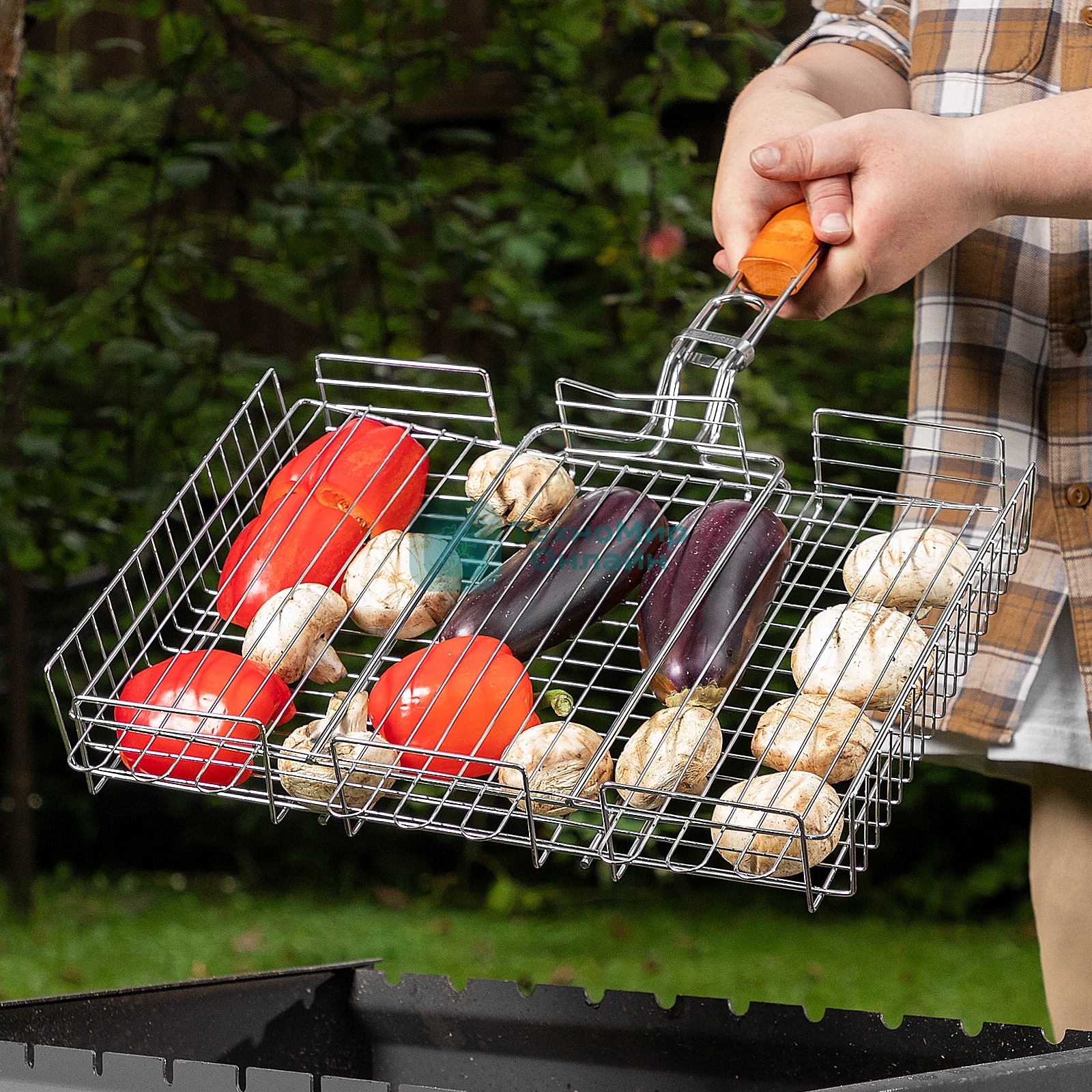 Решетка гриль Camping Palisad 315х410х70 мм объемная хромир.