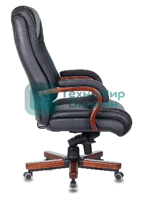 Кресло Бюрократ T-9925WALNUT/BLACK черный, кожа