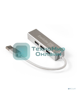 USB-концентратор ExeGate DUB-4 (кабель-адаптер USB3.0 --> 4xUSB3.0, Plug&Play, серебристый)