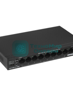 Коммутатор неуправляемый Tenda TEG1110PF-8-120W PoE, 10 портов, 9x1 Гбит/с, SFP 1х1 Гбит/с, PoE 8х30 Вт (до 102 Вт)