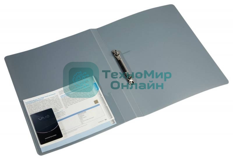 Папка на 2-х кольцах Бюрократ -0827/2RGREY A4, пластик, 0.7мм корешок 27мм, внутренний и торцевой карман, серый