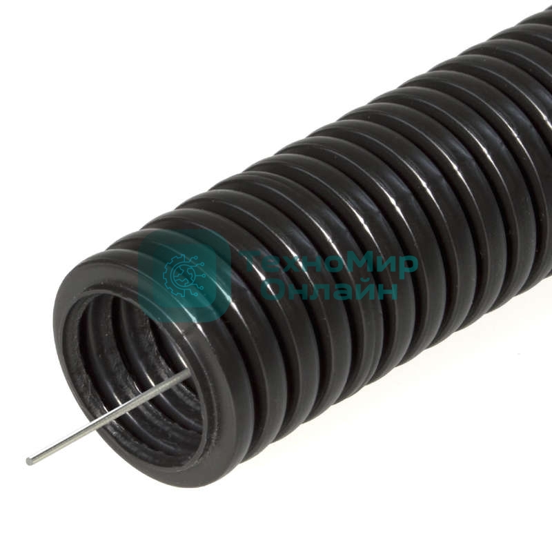 Труба гофрированная ПНД d20мм с протяж. черный (уп. 100 м) Урал Пак ГФ-1100020-100