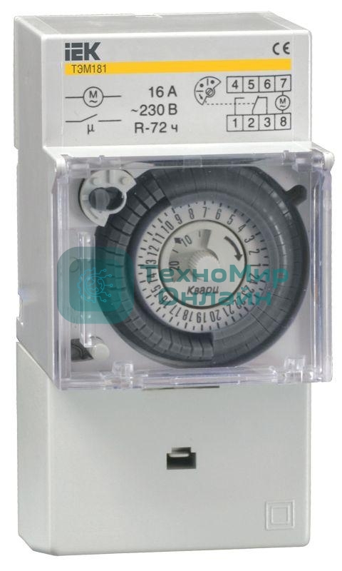 Таймер ТЭМ181 аналоговый 16А 230В на DIN-рейку IEK