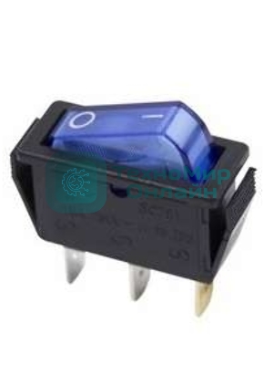 Выключатель клавишный Rexant 250V 15А (3с) ON-OFF синий с подсветкой
