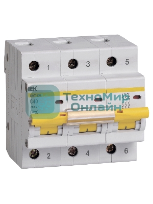 Выключатель автоматический модульный 3п C 40А 10кА ВА47-100 IEK MVA40-3-040-C