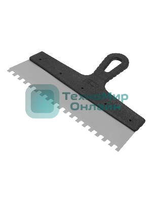 Шпатель Сибртех из нержавеющей стали,300 мм,зуб 8x8 мм,пластмассовая рукоятка