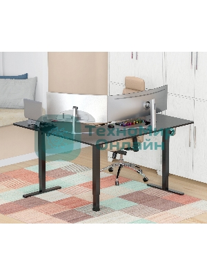 Стол компьютерный Cactus угловой подъемный столешница МДФ черный каркас черный 1600х1400х720х1180 мм (CS-EDXL-BBK)