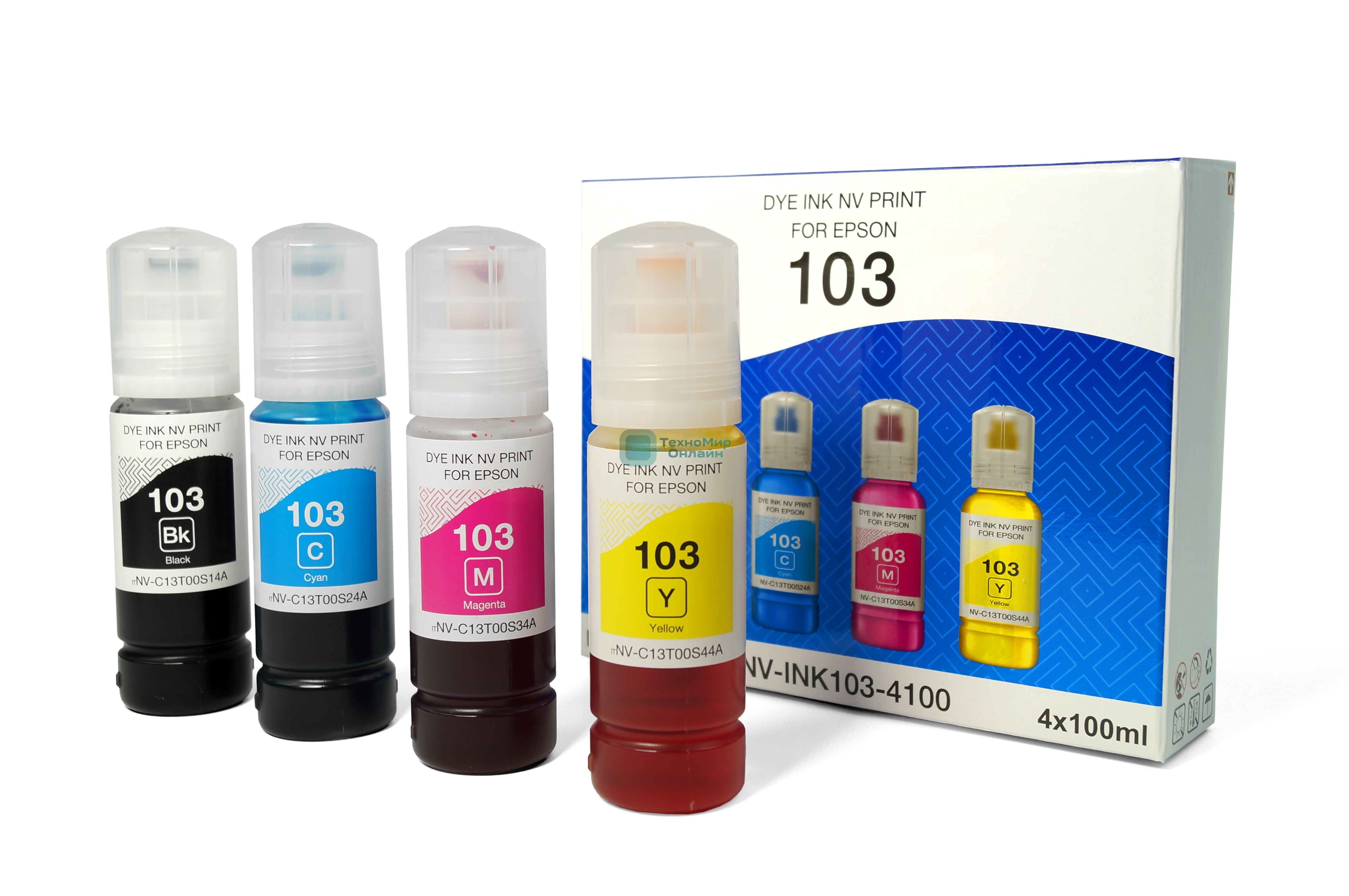 Чернила 103 для принтеров Epson, набор 4 цвета по 100 мл совместимые