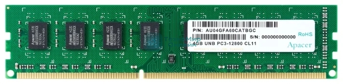 Оперативная память Apacer, DDR3, 4GB (1x4GB), 1600MHz, CL11, DIMM
