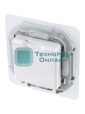 Розетка 2К+З IP44 с крышкой и шторками немецкий стандарт 16А 250 В белый