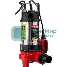 Насос ЗУБР НПФ-1100-Р фекальный погружной 1100Вт пропускная способность 245 л/мин напор 8м чугунн