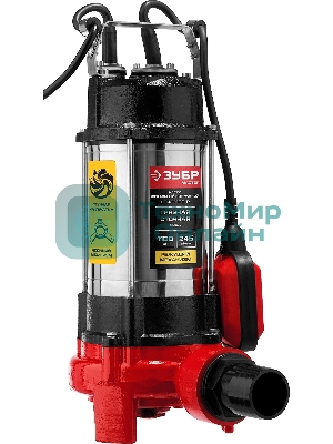 Насос ЗУБР НПФ-1100-Р фекальный погружной 1100Вт пропускная способность 245 л/мин напор 8м чугунн
