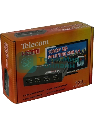 Разветвитель HDMI 1=>4 Telecom TTS5020, каскадируемый, 1.4v+3D