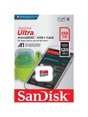 Флеш карта microSD 256Gb SanDisk microSDXC Class 10 Ultra UHS-I U1 A1 120Mb/s