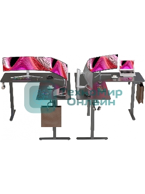 Стол компьютерный Cactus угловой подъемный столешница МДФ черный каркас черный 1600х1400х720х1180 мм (CS-EDXL-BBK)