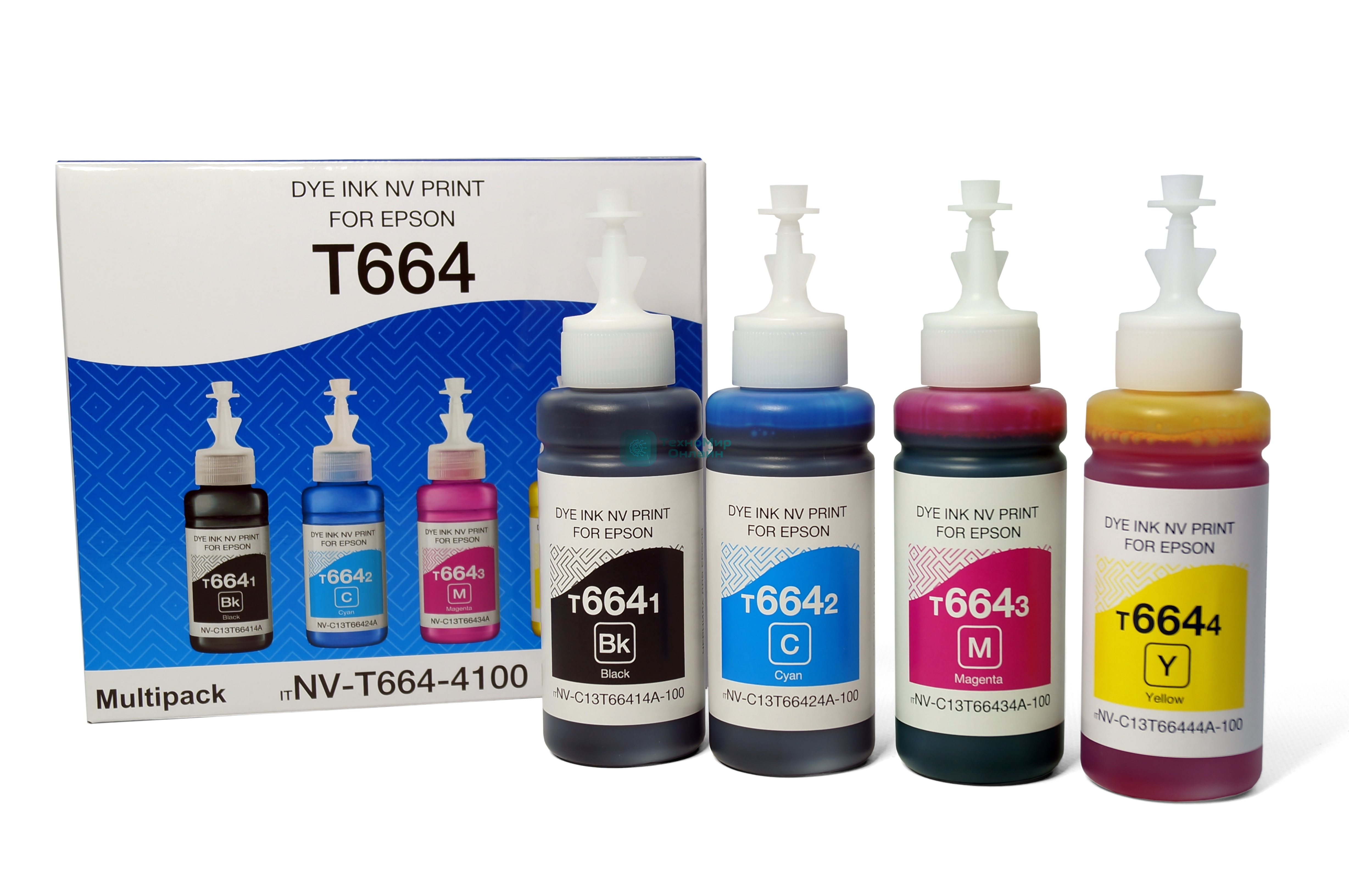 Чернила NVPrint T664 для принтеров Epson, набор 4 цвета по 100 мл совместимые