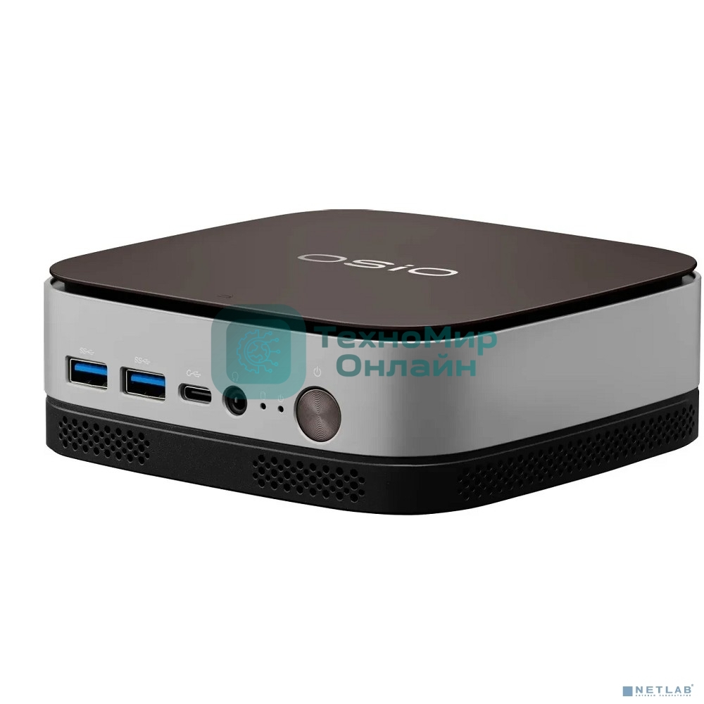 Мини ПК Osio BaseLine B51i-017 i5 1235U (1.3) 16Gb SSD 512Gb Iris Xe Win 11Pro 64 GbitEth WiFi BT 59.85W коричневый/серебристый