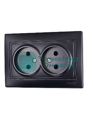 Розетка 2-м СП Мира 16А IP20 без заземл. со вставкой керамика черный бархат LEZARD 701-4242-128