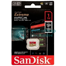 Флеш карта microSDXC SanDis 1024GBEXTREME Class 10, UHS-I, W130, R 190 МБ/с, без адаптера на SD