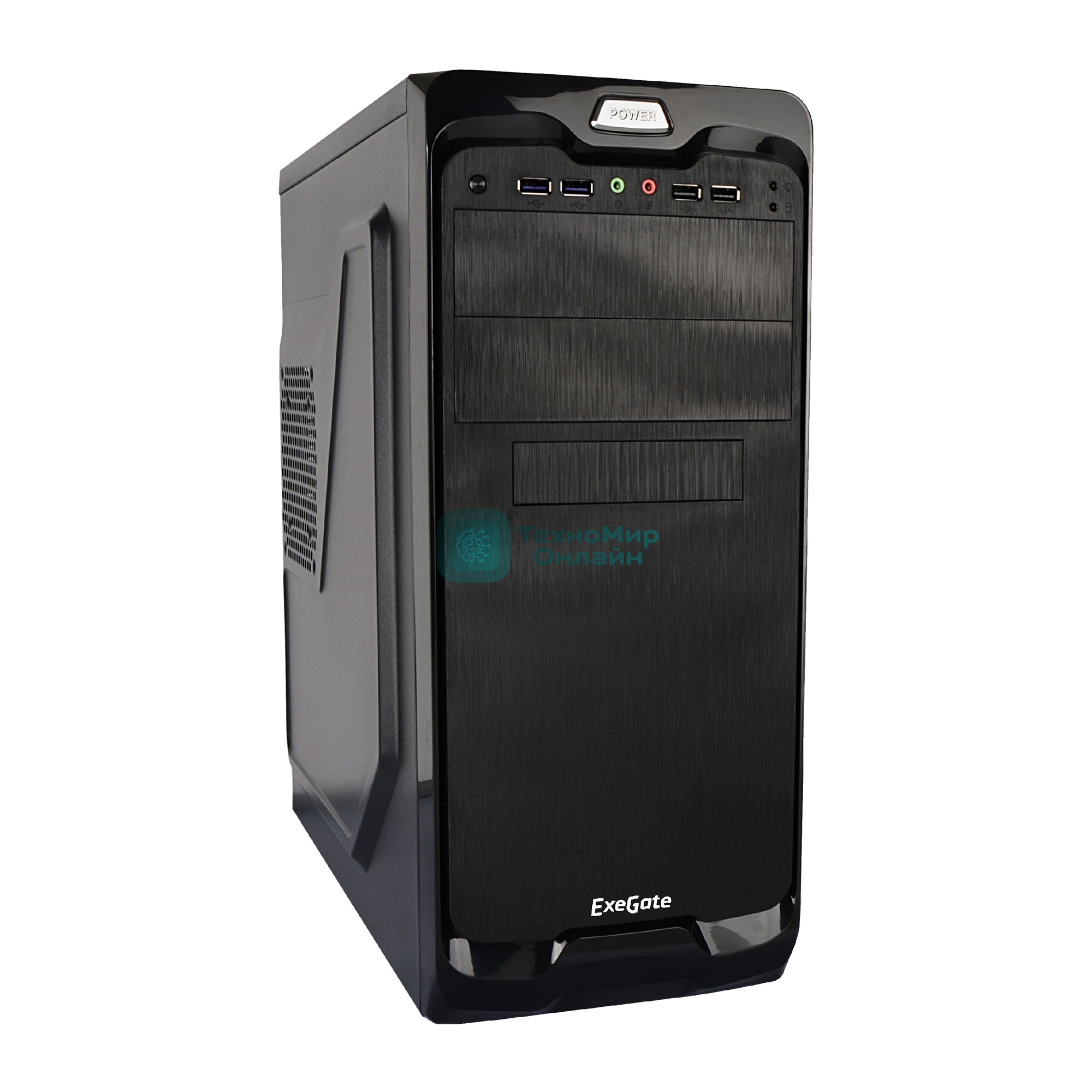 Компьютерный корпус Miditower ExeGate UN-604 Black, ATX, (UN450, 120мм) 2хUSB+2хUSB 3.0, Audio