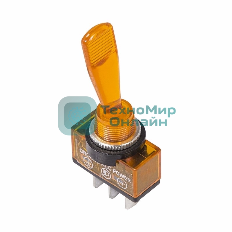 Тумблер Rexant 12V 20А (3c) ON-OFF однополюсный с желтой подсветкой