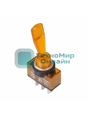 Тумблер Rexant 12V 20А (3c) ON-OFF однополюсный с желтой подсветкой