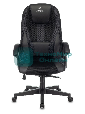 Кресло Бюрократ Zombie 9 черный/серый, экокожа, 120 кг, механизм качания