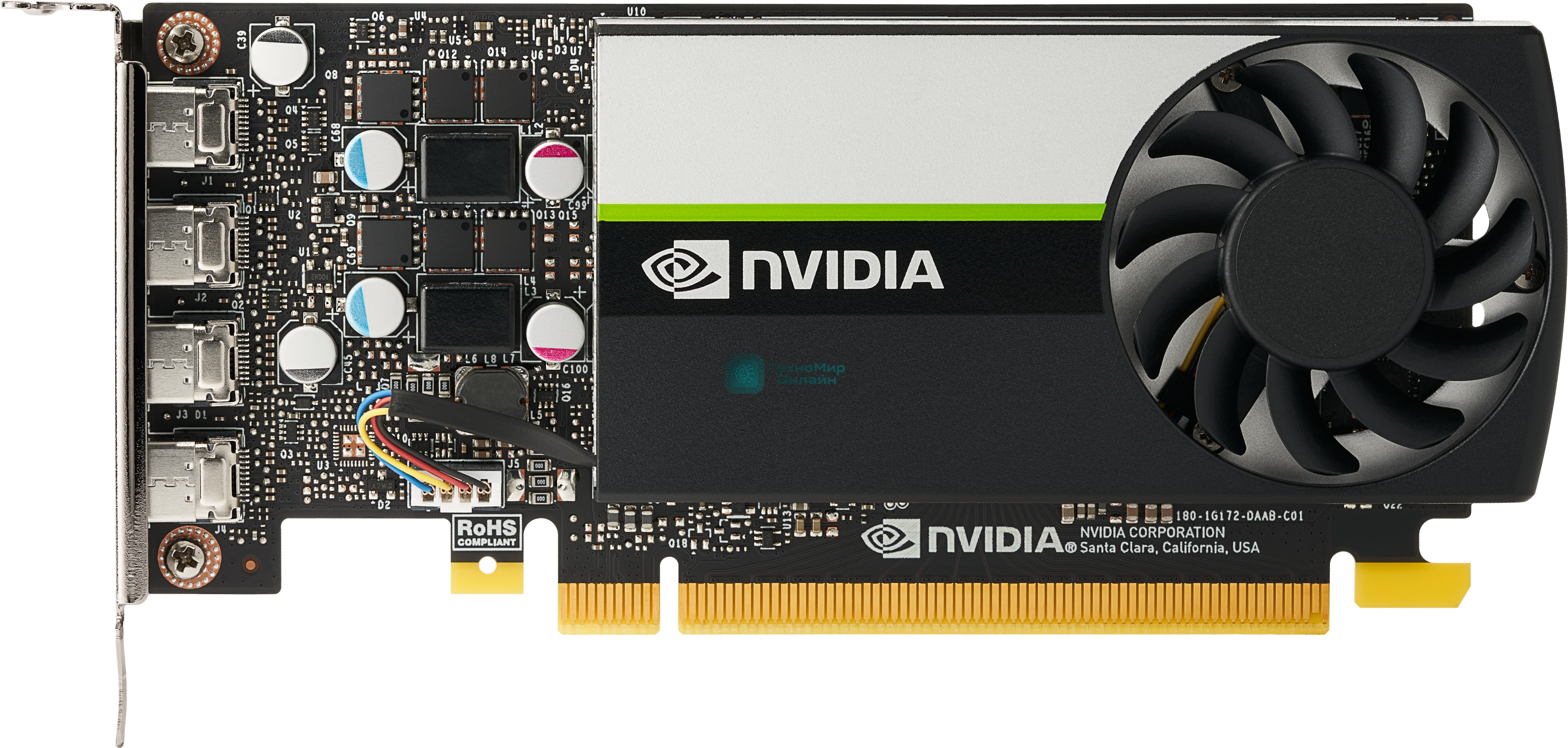 Видеокарта PNY GPU NVIDIA VCNT1000-8Gb-SB PCI-Express 3.0 x16, LP8 Gb GDDR6 128-bit, 4x Mini DP 1.4, 1x LP bracket.