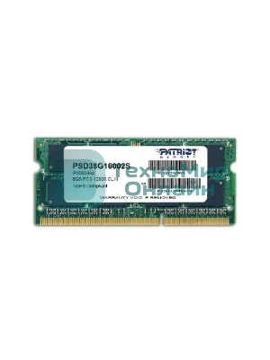 Оперативная память Patriot, DDR3, 8GB (1x8 GB), 1600 MHz, CL11, SO-DIMM