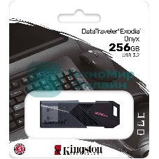 Флешка USB Kingston DataTraveler Exodia Onyx (DTXON/256Gb), 256Gb, USB 3.2 Gen 1, R/W 200/60, черный
