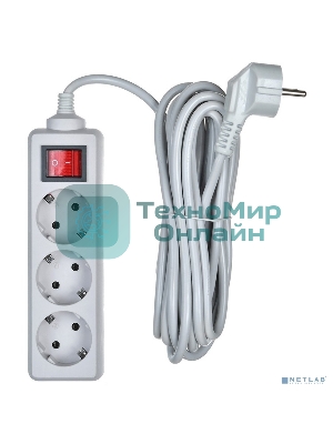Сетевой фильтр Buro 300SL-5-G 5 м, 3 розетки, серый (пакет ПЭ)