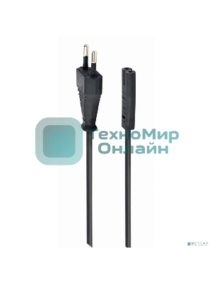 Кабель питания Cablexpert для ноутбуков, аудио/видео техники 1,8м, VDE, 2-pin, черный, пакет